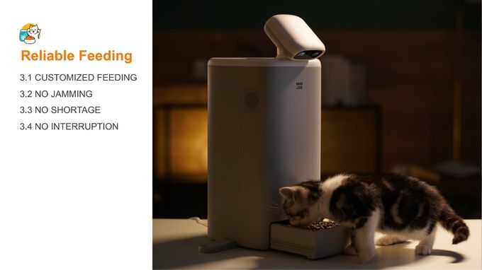 Intelligente Pet Companion-robot met voerbak van 2,5 liter en camera met 4x digitale zoom 3